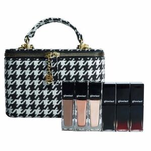 Glowiest Touches 7 Piece Eye and Lip Makeup Set with White/Black Vanity Case